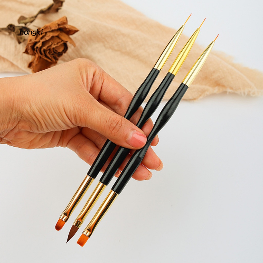 Set 3 Cọ Trang Trí Móng Nghệ Thuật Hai Đầu Chuyên Dụng