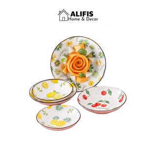 Đĩa sứ tròn decor trang trí họa tiết hoa lá xinh xắn