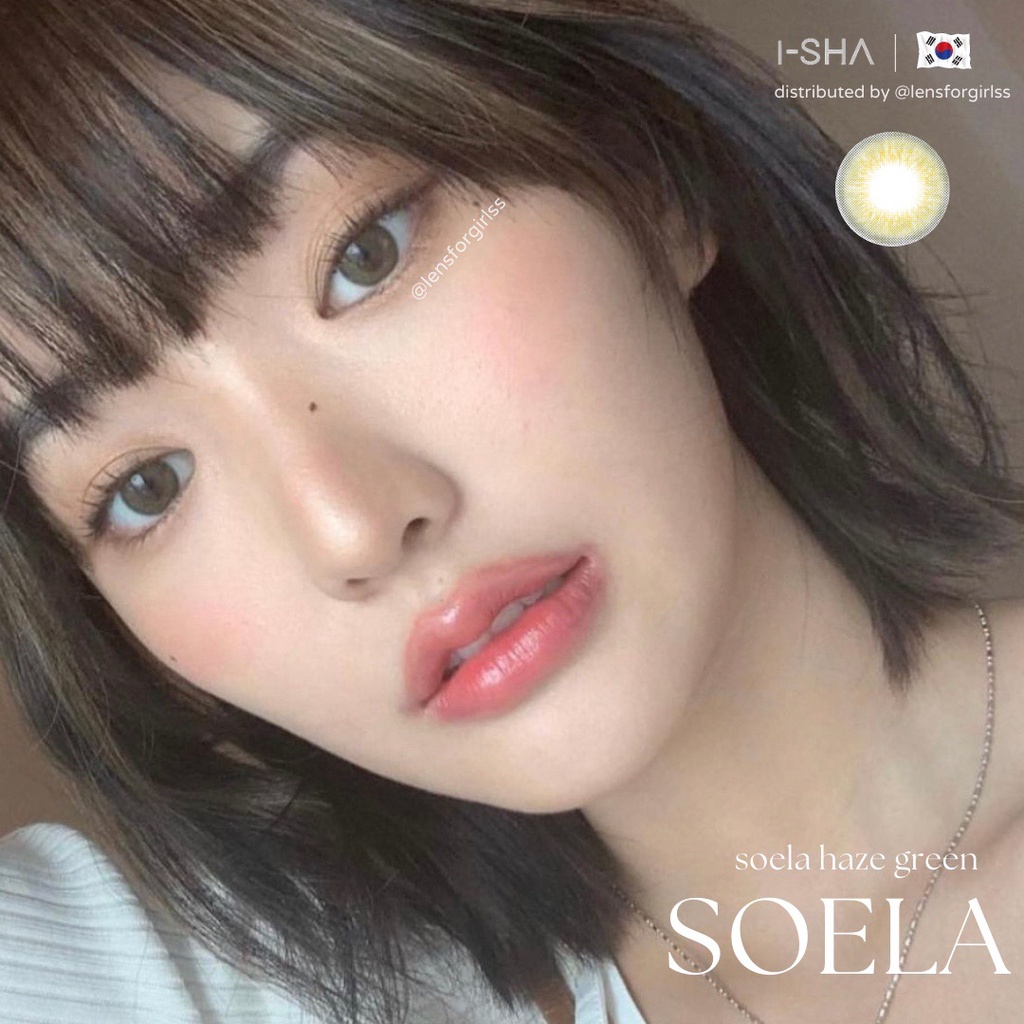 Kính áp tròng Soela Eye Haze Green chính hãng Isha Made in Korea | Hsd 8-12 tháng | Lens cận