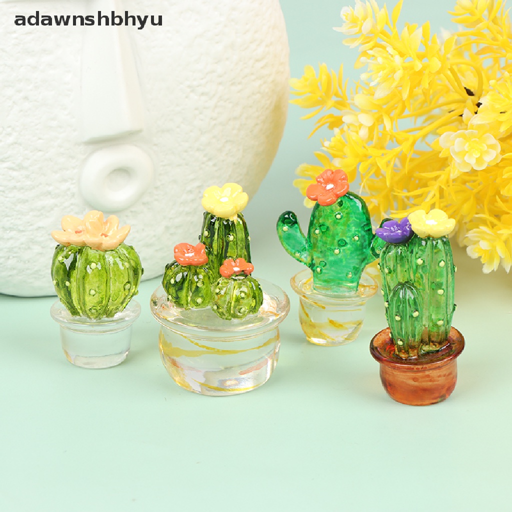 adawnshbhyu Glass Cactus Figurines Ornaments Mini Bonsai Decor Cute Miniature Desktop Craft VN