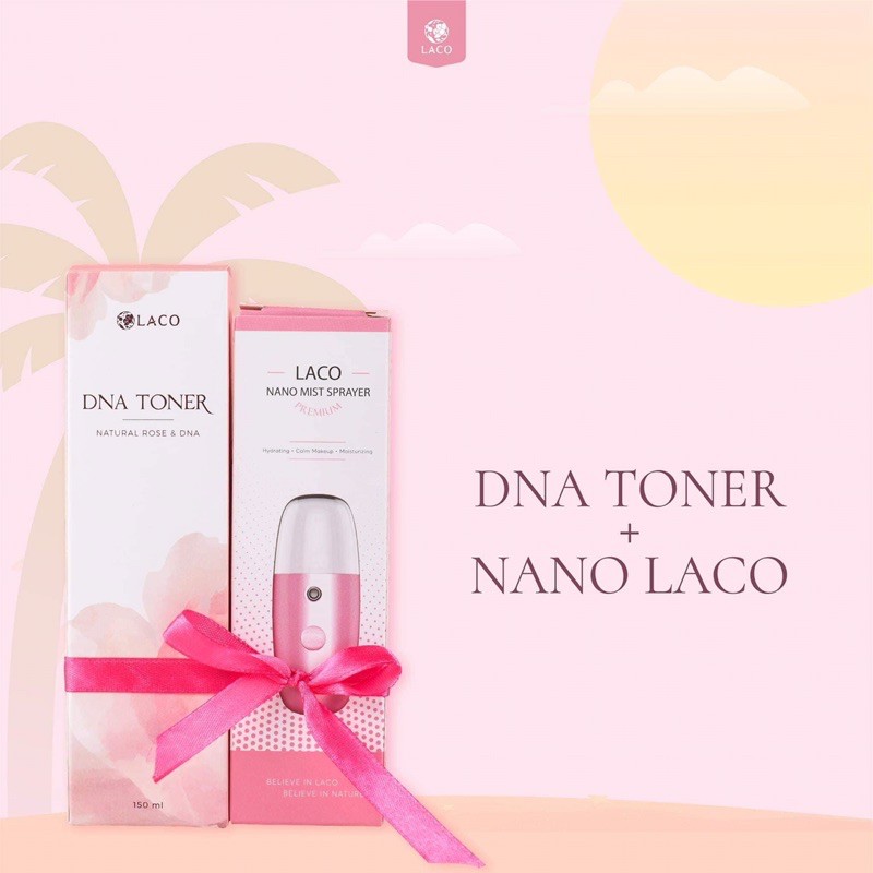 Nước hoa Hồng Toner DNA Laco thu nhỏ lỗ chân lông, cân bằng độ PH- Tặng 1 máy phun sương NANO