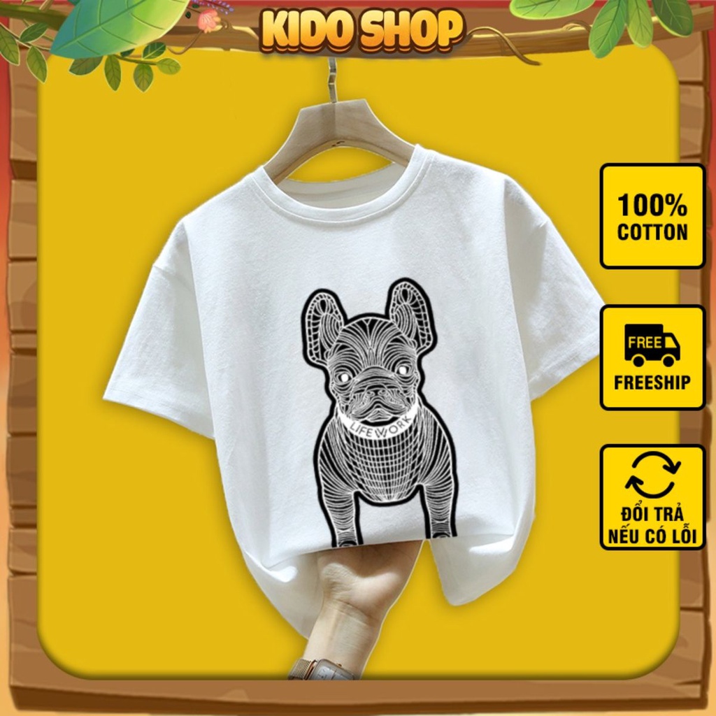 Áo thun trẻ em Life Work Chó Trắng KIDO Shop áo phông bé trai bé gái vải cotton form rộng cao cấp thoáng mát