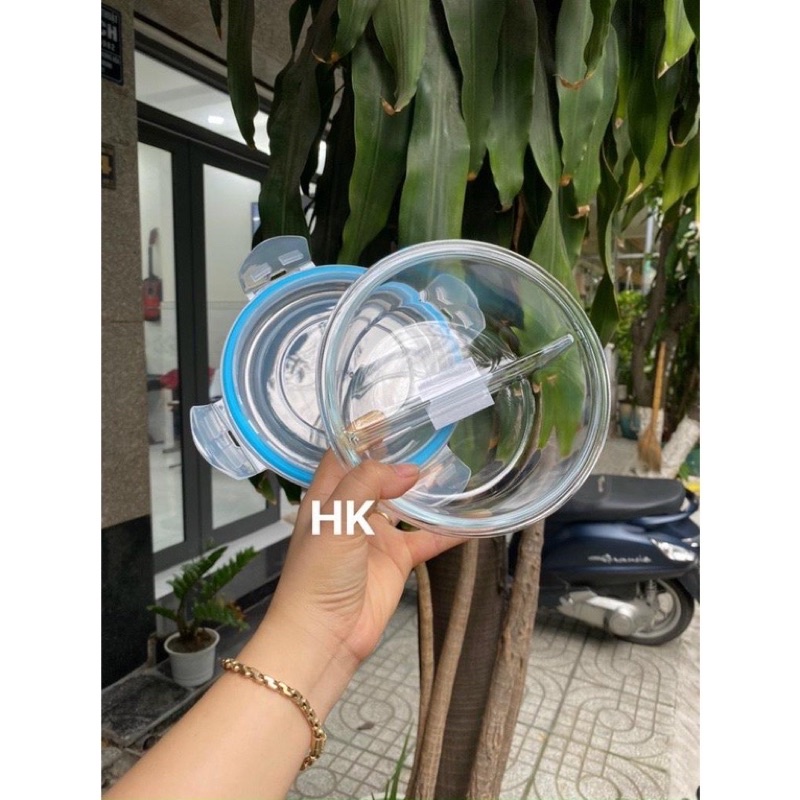 Hộp thuỷ tinh tròn chia ngăn chịu nhiệt 900ml