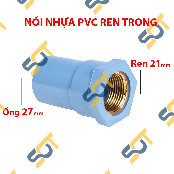 [NỐI NHỰA PVC] Ren trong (BSP hệ G) bằng đồng, kết nối cho ống nhựa PVC trơn dán - Chất liệu nhựa nguyên sinh