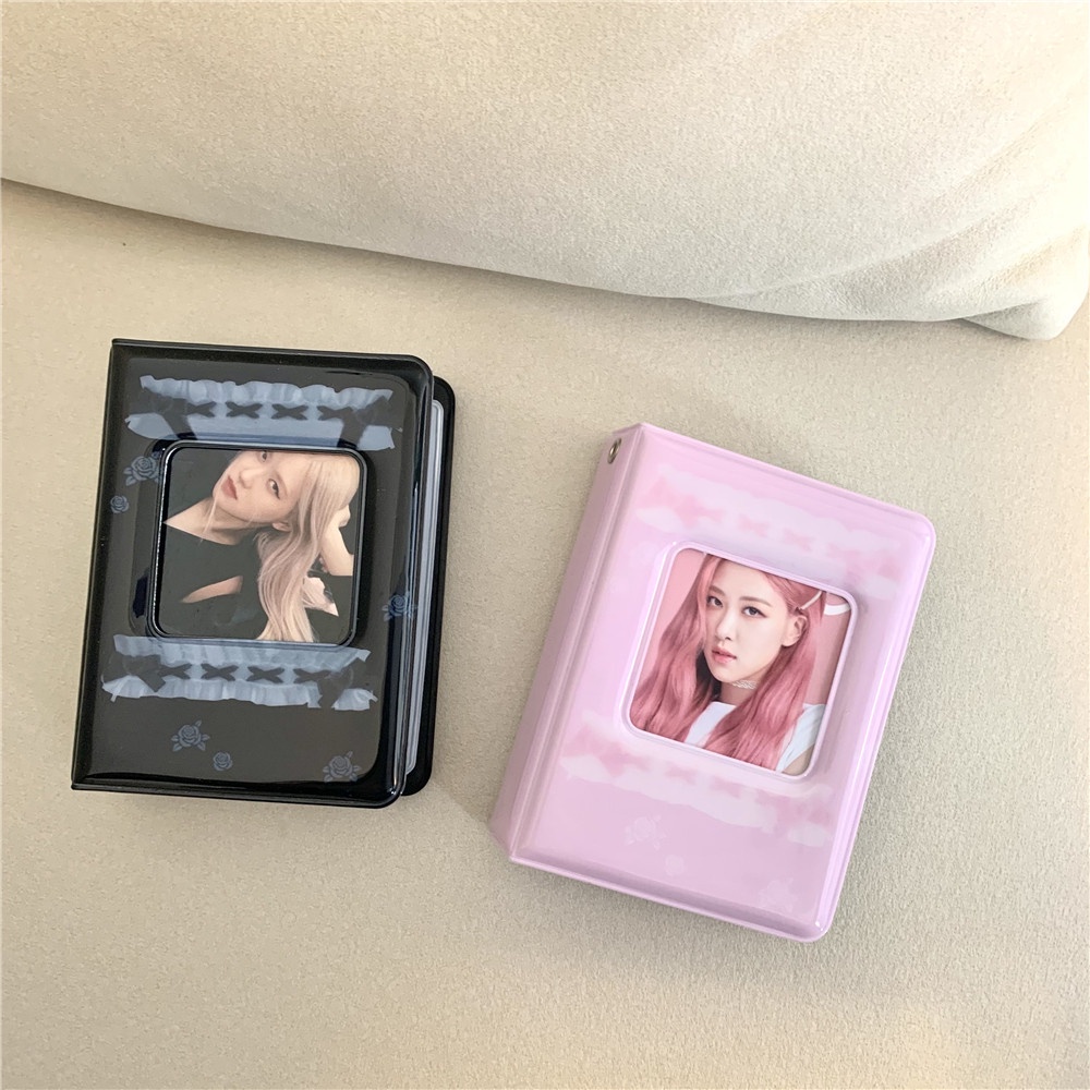 Album Ảnh 3 Inch Bìa Ren Hoa Hồng 40 Ngăn