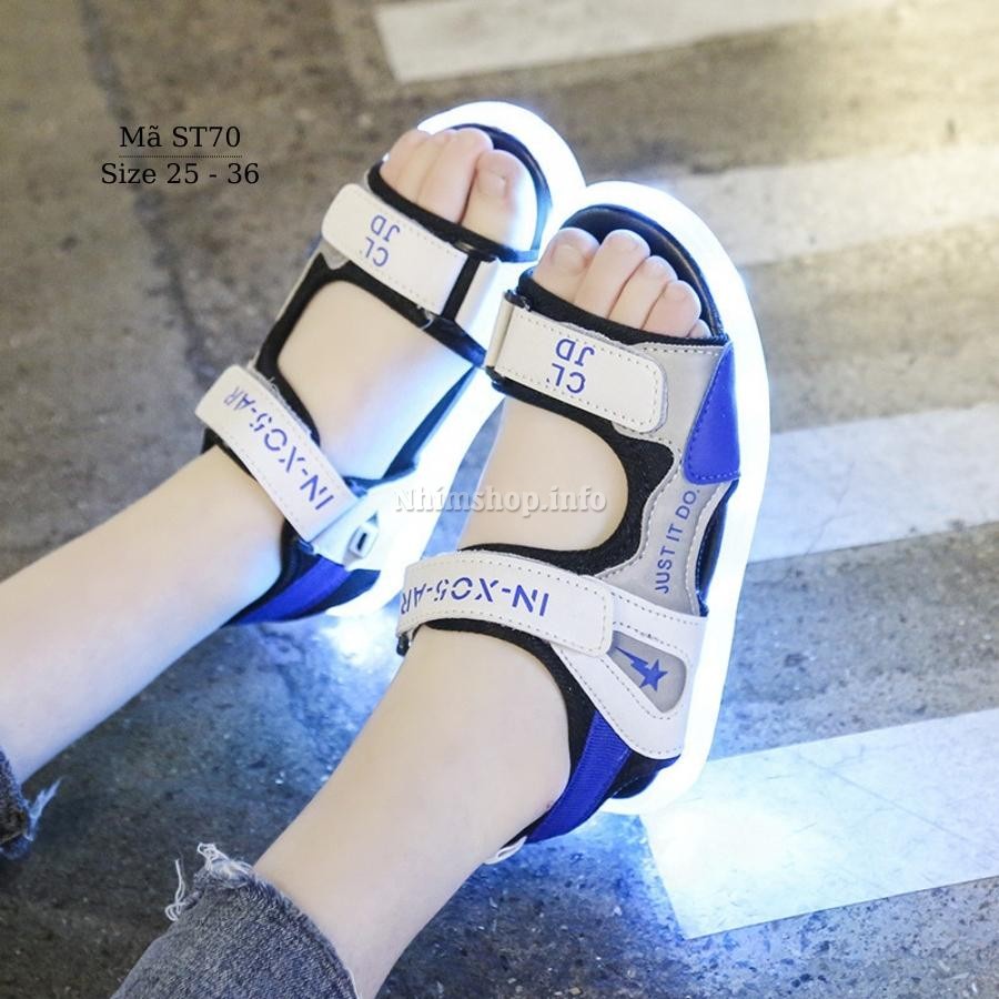 Giày sandal bé trai gái có đèn LED phát sáng thời trang sạc USB thông minh siêu bền êm chân cho trẻ em 3 - 12 tuổi ST70