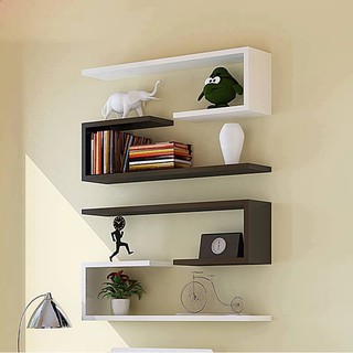 Combo 4 kệ sách hình chữ J, kệ trang trí gỗ công nghiệp treo tường (KS-72)