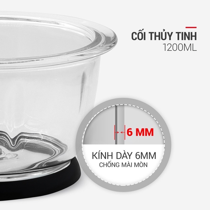 Máy xay thịt đa năng Lebenlang cối thủy tinh – LBUF1920 công suất 400W, dung tích 1200ml, bảo hành 2 năm