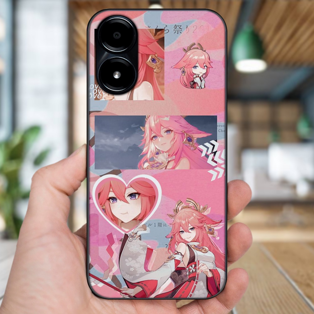 Ốp lưng Vivo Y02s viền đen in hình Yae Miko Genshin Impact