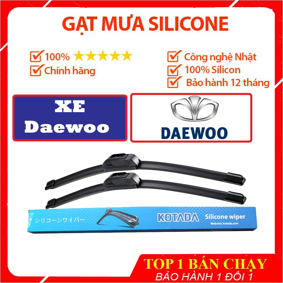 Gạt Mưa ô tô Silicon Xe Daewoo Cao Cấp | Gạt Sạch,Êm,Bảo Hành 1 Đổi 1  |  Gạt mưa oto 3 khúc | Bộ 2 cái