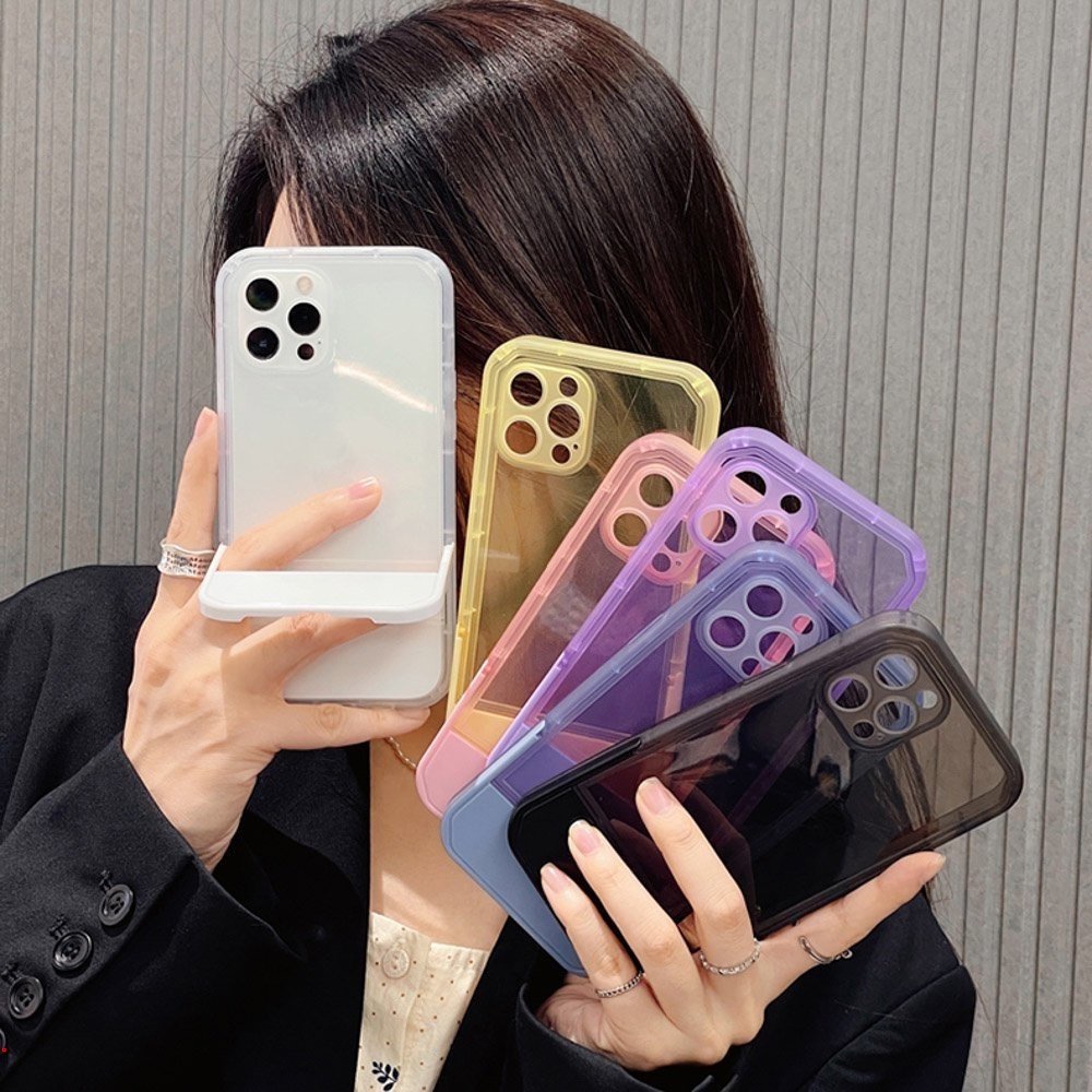 Ốp Điện Thoại Mềm Trong Suốt Chống Sốc Có Giá Đỡ Cho IPhone 11 Pro Max 12 Pro Max 13 Pro Max XS Max XR X 6 6s 7 8 Plus