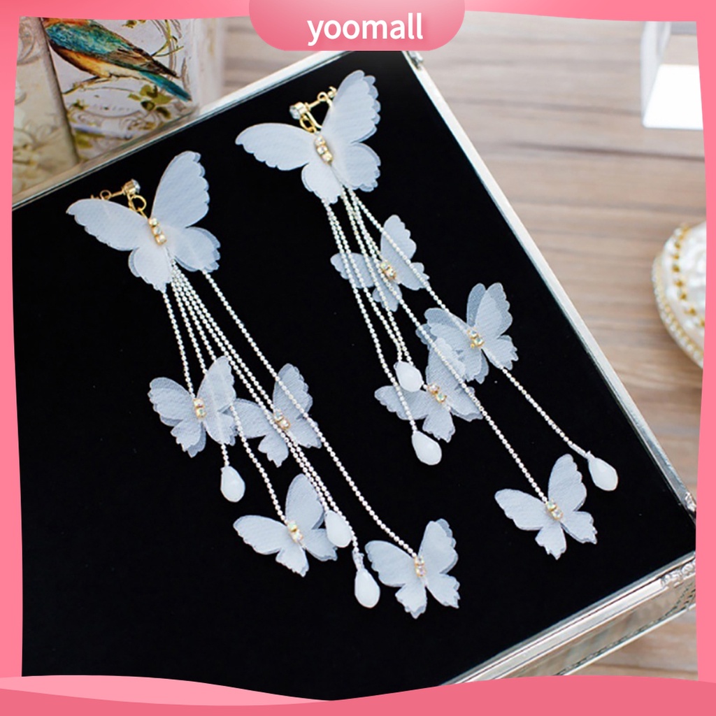 BUTTERFLY Hoa Tai Dáng Dài Mặt Hình Bướm Cho Nữ