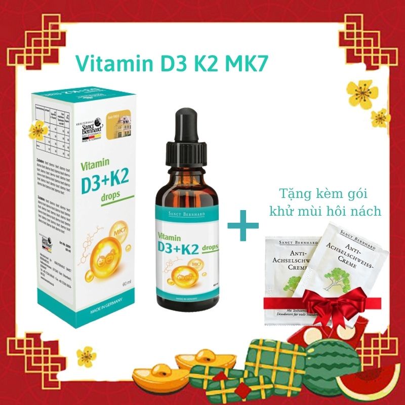 Vitamin D3 K2 MK7 tăng chiều cao cho bé, hấp thu Canxi trong 1 giọt, chống còi xương - Sanct Bernhard Đức