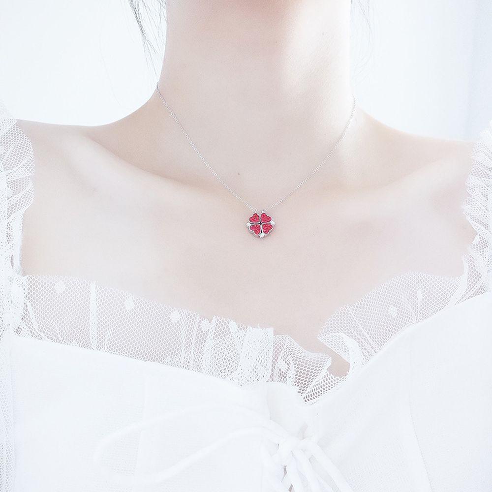 AROMA Vòng cổ Mặt Cỏ Bốn Lá May Mắn Thanh Lịch Cho Nữ