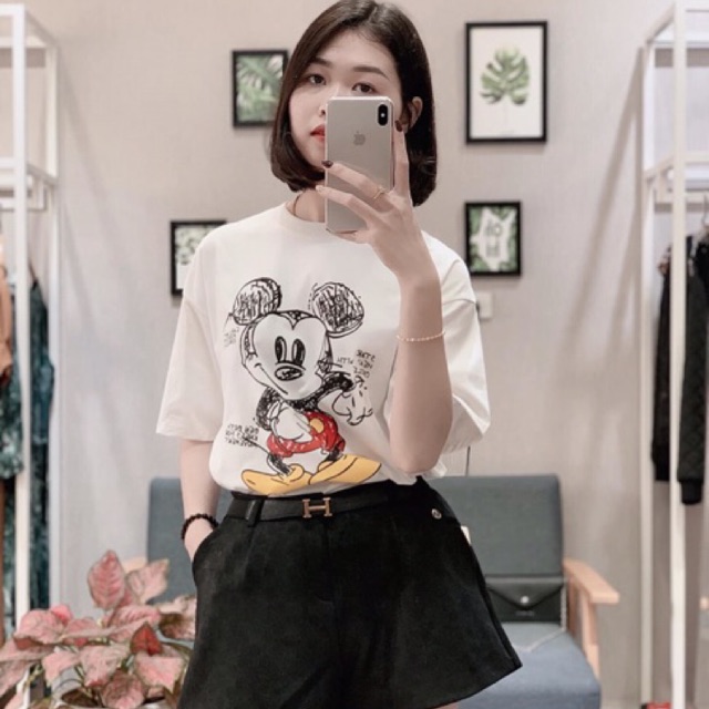 Áo phông hoạ tiết mickey hai mặt made in thailan