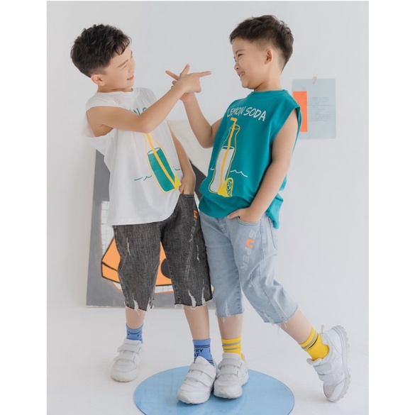 Bộ Áo Thun Cotton + Quần Short 2 Món Thời Trang Mùa Hè Cho Bé trai 4 -15 Tuổi
