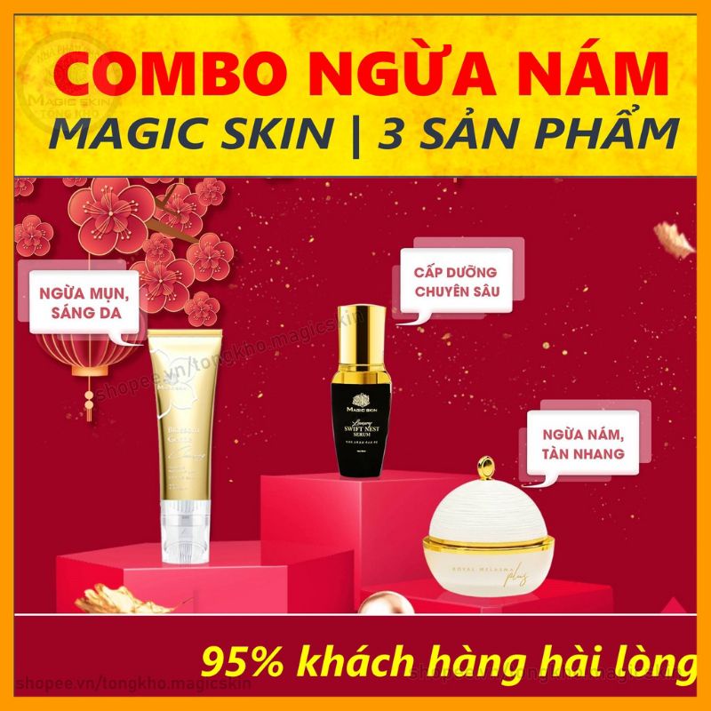 Combo NGỪA NÁM CHUYÊN SÂU Magic Skin 3 sản phẩm loại bỏ NÁM SẠM, TÀN NHANG