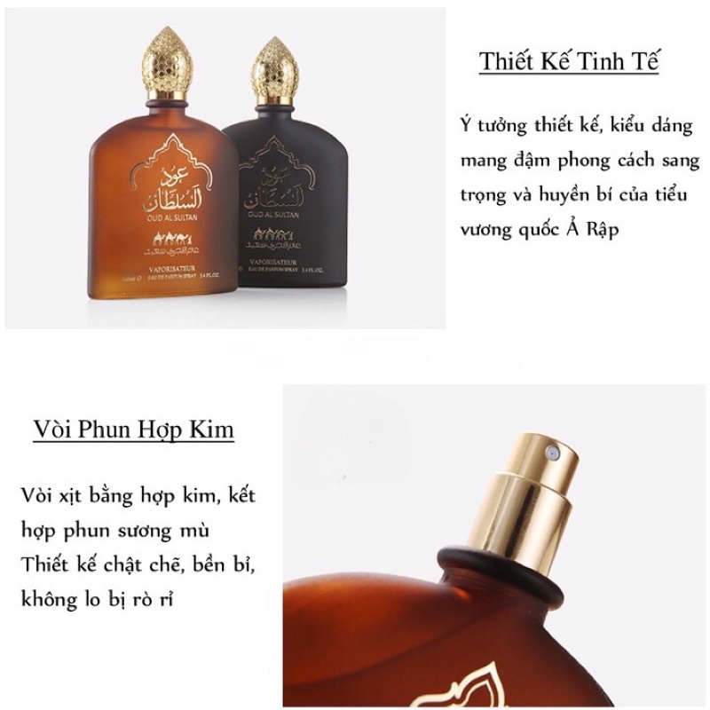 Nước Hoa Nam Thơm Lâu Dubai Oud Al Sultan 100ml Mùi Thơm Nam Tính