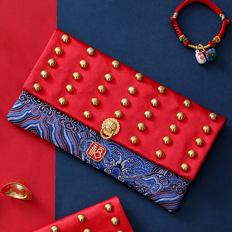 Brocade Fabric Red Envelope Bag Forbidden City Element 2021 Year Ox New Big Spring Festival Pressure Money Bag