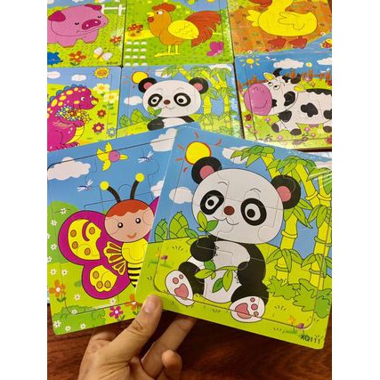 Bộ 3 Tranh Ghép Gỗ Thông Minh 9 Mảnh Puzzle - Ghép hình 9 Mảnh Bằng Gỗ