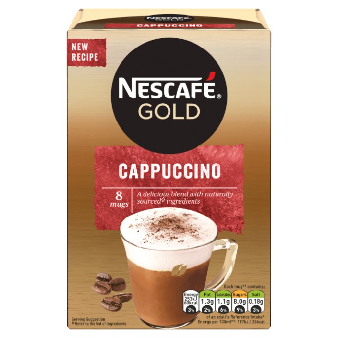 Cà phê Nescafe Gold Cappuccino  xuất xứ Anh. Date 03/2024