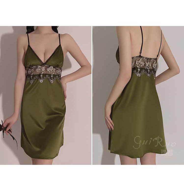 [ Tặng chíp] Đầm ngủ / Váy Ngủ 2 dây viền ren bụng sang trọng 252