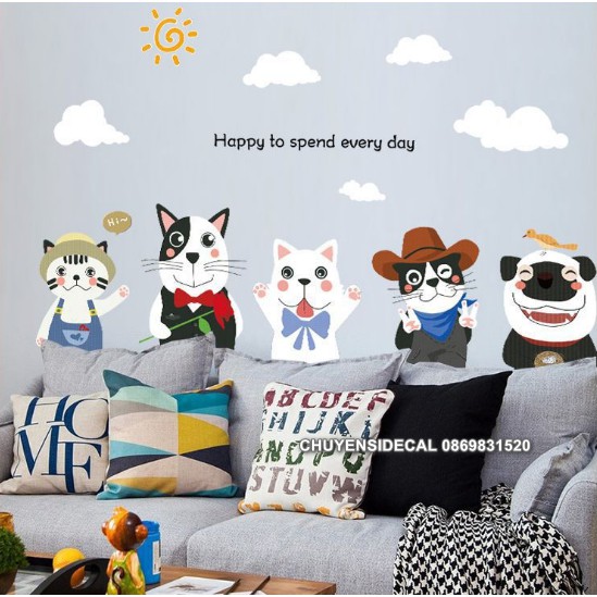Decal dán tường - Chó Hiện đại 04