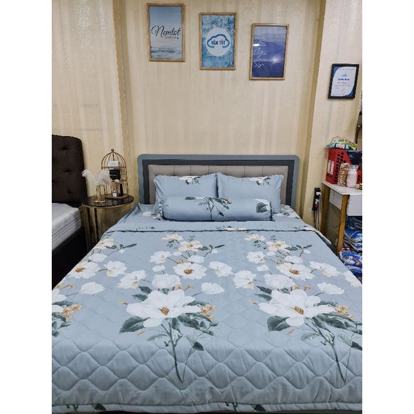 🔥GIẢM SỐC🔥Trọn bộ chăn ga lụa tencel cao cấp 4 món, 5 món gồm chăn chần bông siêu mát, mịn, chăn ga lụa tencel siêu đẹp