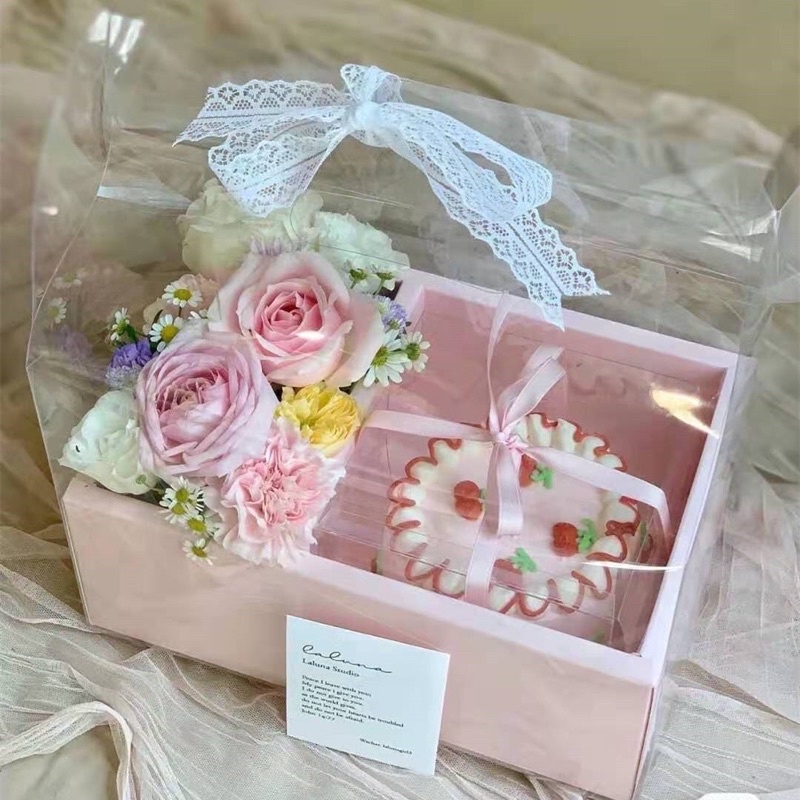 Hộp mica vali chữ nhật đựng hoa quà, bánh sinh nhật