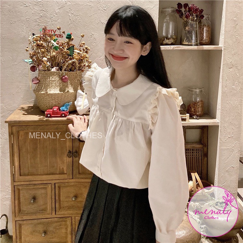 Áo kiểu nữ sơ mi vintage AH047, mẫu áo sơ mi bánh bèo tiểu thư nhẹ nhàng nữ tính