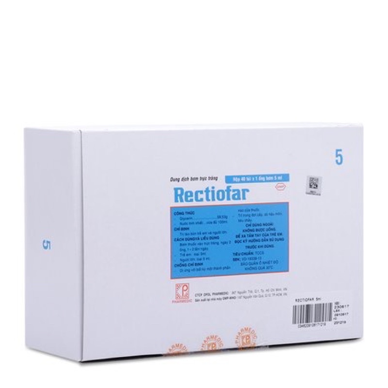 Rectiofar Ống Bơm Trực Tràng, Táo Bón 5ml NGUYÊN HỘP