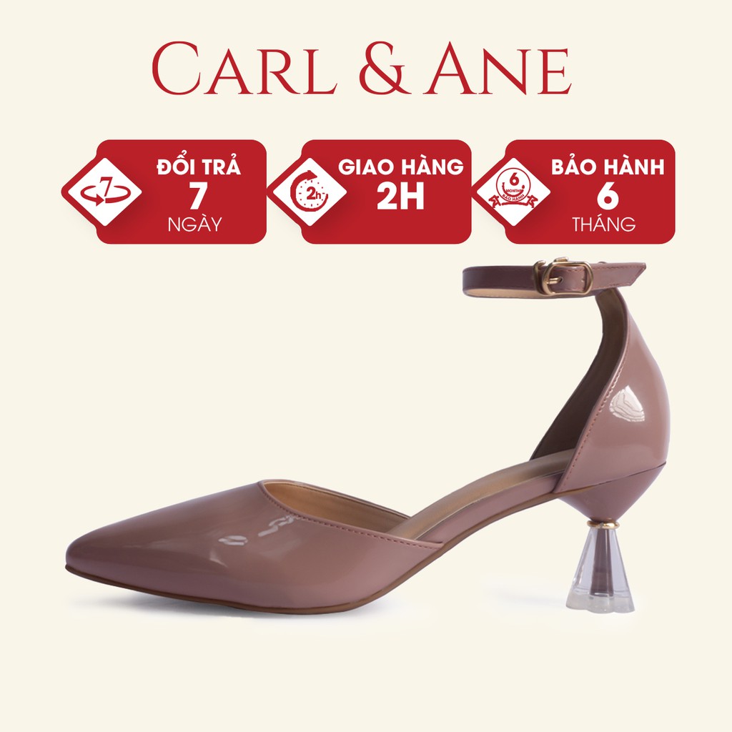 [Mã WABRTL3 -10% đơn 250K]Carl &amp; Ane - Giày cao gót bít mũi phối dây cao 6cm màu hồng ruốc - CL012