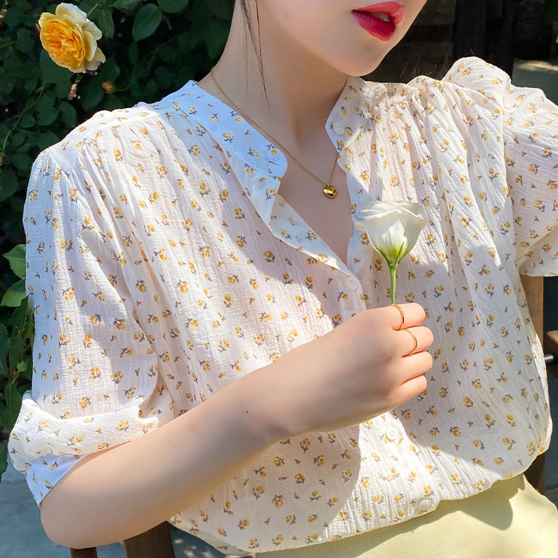 Áo sơ mi tay ngắn màu trắng dáng rộng phong cách Hàn Quốc thời trang thanh lịch cho nữ