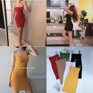Váy đầm body 2 dây quai ngang siêu hot (Hình thật trải sàn)
