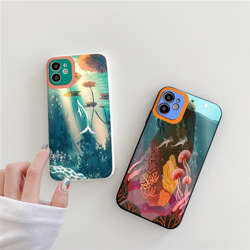 ỐP IPHONE BẢO VỆ CAM CHỐNG VÂN TAY CHỐNG BỤI vuông cạnh ốp lưng 12 pro max Đại Dương full case 6 đến 13promax tr230