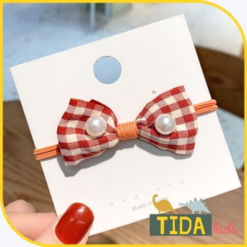 Dây Buộc Tóc ⚡ HOT TREND ⚡ Dây Cột Tóc Nơ Ca Rô Gấp, Hai Icon Đẹp Dễ Thương Hàn Quốc, Phụ Kiện Tóc TiDa Kids Shop
