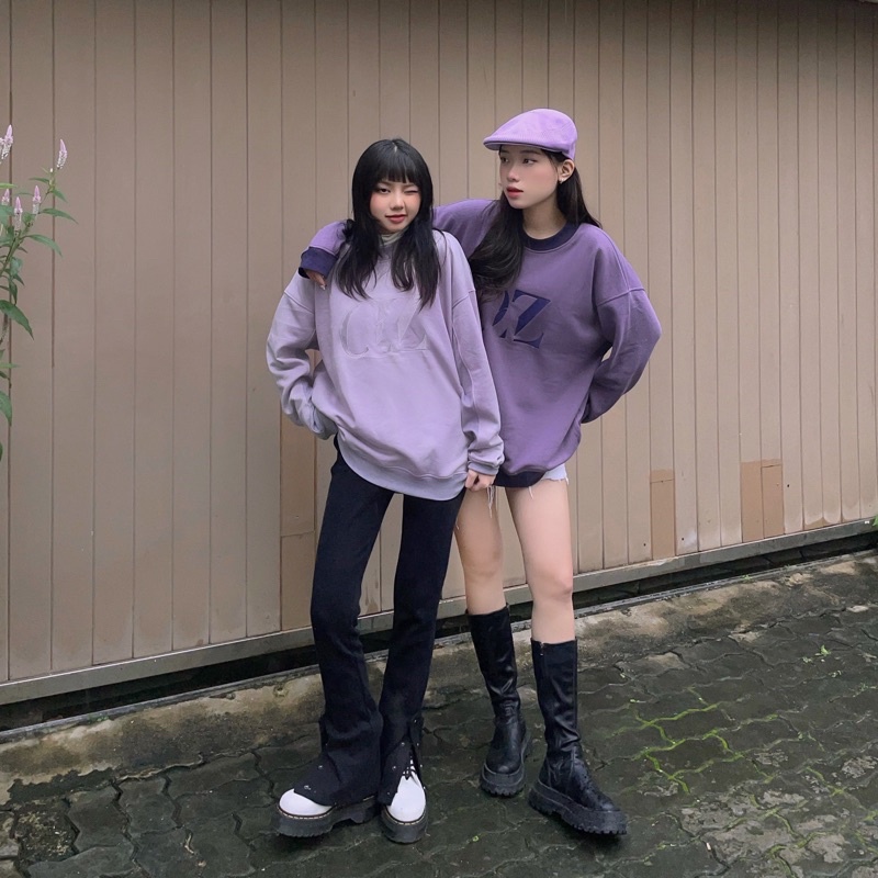 Set nỉ gồm Áo sweater form rộng và quần thể thao Nam Nữ mặc được