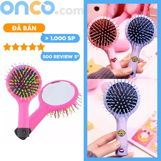 Lược tròn chải tóc gỡ rối, lược gương nhỏ ngọn chải tóc cute nhiều màu - BLG