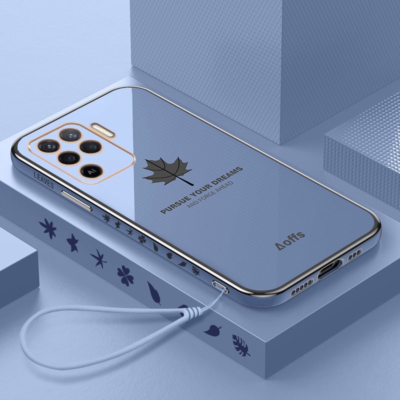 Ốp Điện Thoại Khung Vuông Mềm Chống Sốc Họa Tiết Lá Phong Sang Trọng Cho OPPO A96 A76 A95 A74 A94 A93 A73 4G 5G F17 F19 Pro