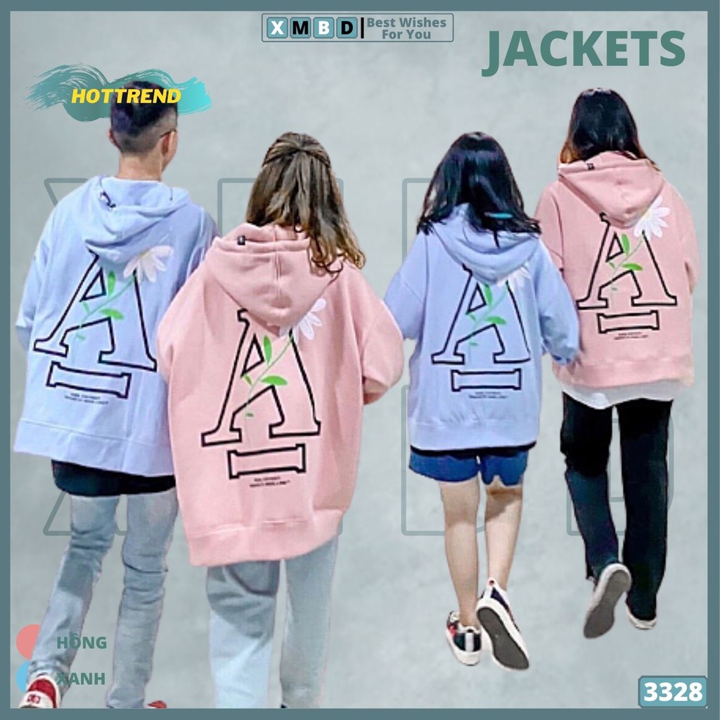 Áo Khoác Nỉ Cặp Nam Nữ A HOA CÚC Nỉ Ngoại Form Rộng Unisex Khoác Thun Nỉ in HOA A - AK3328