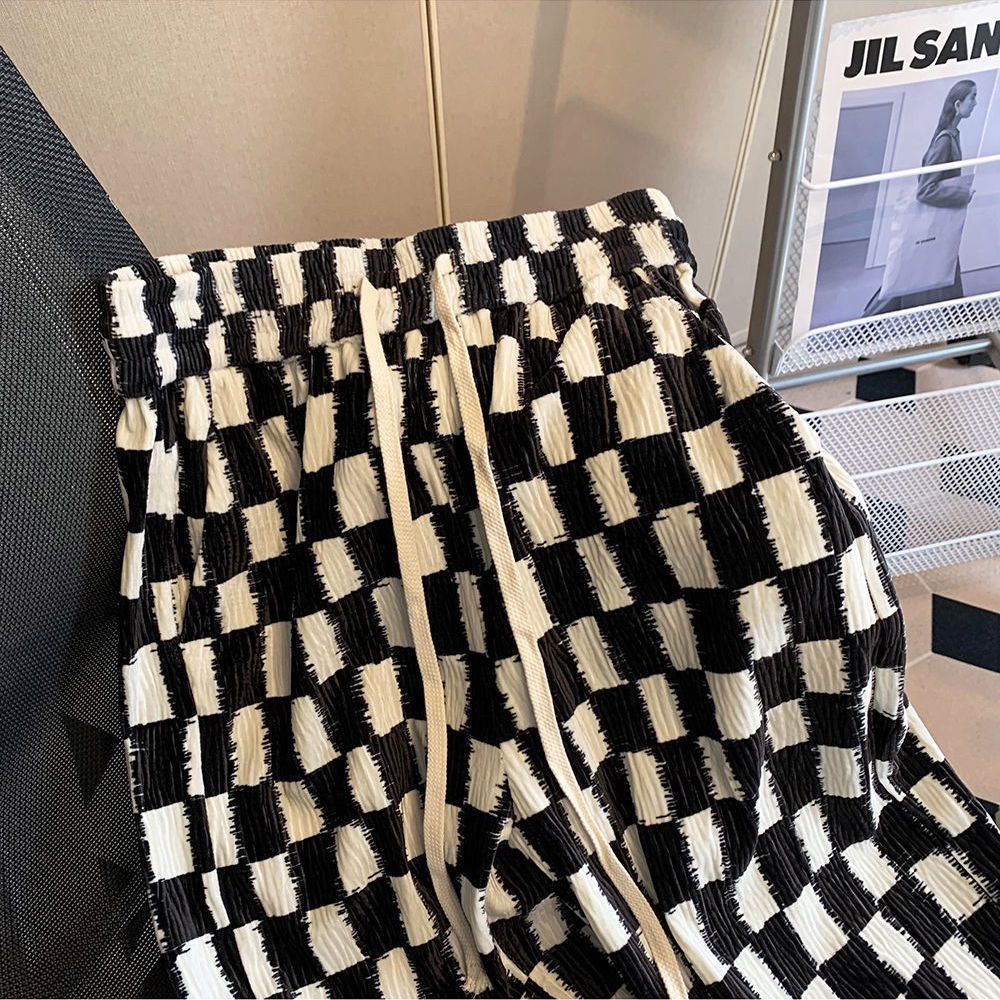 COZOK Quần Dài Lưng Cao Dáng Rộng Xếp Ly Phối Dây Rút Thời Trang Vintage Trẻ Trung