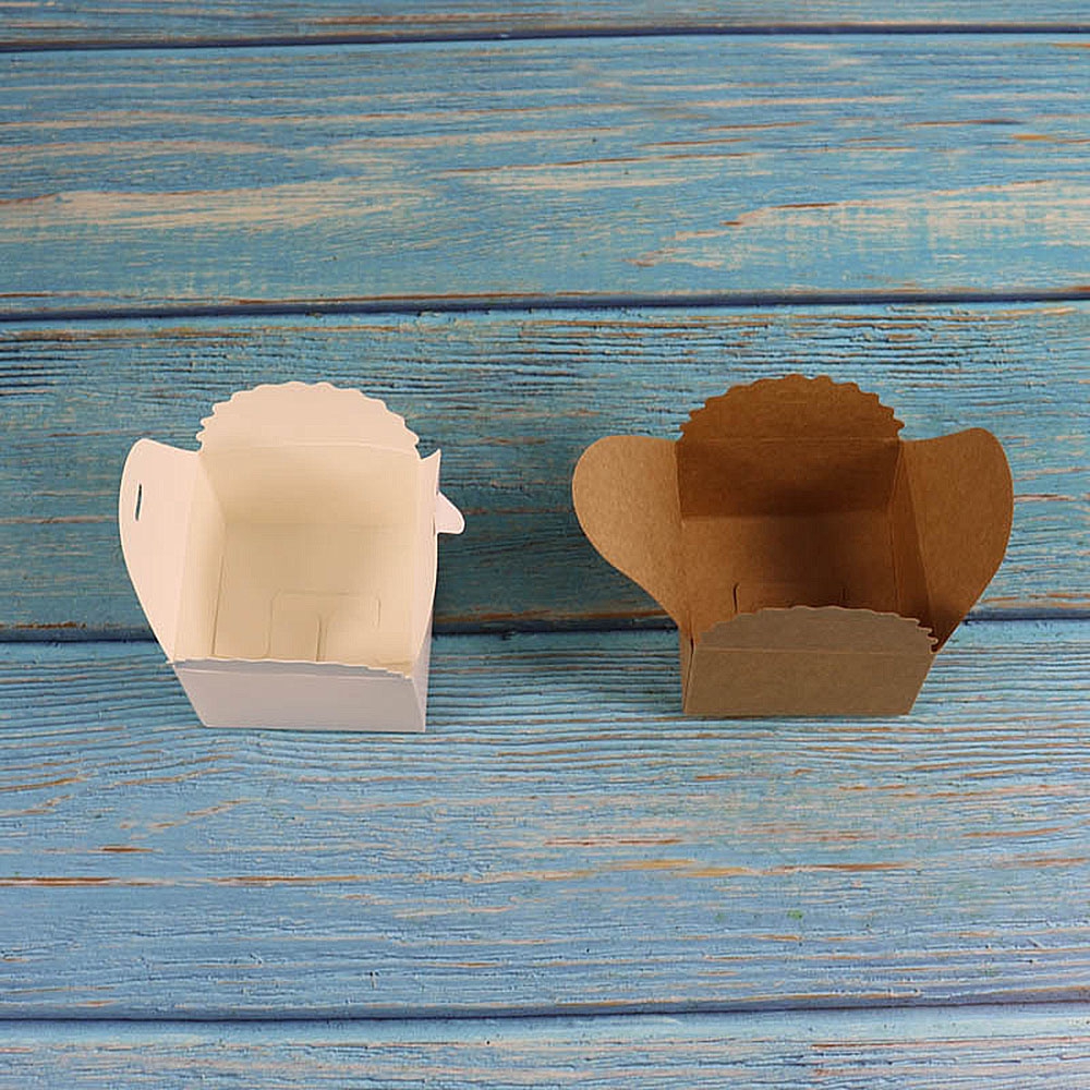 10Pcs Kraft Paper Packing Box White/Brown Vintage Candy Box With Ribbon