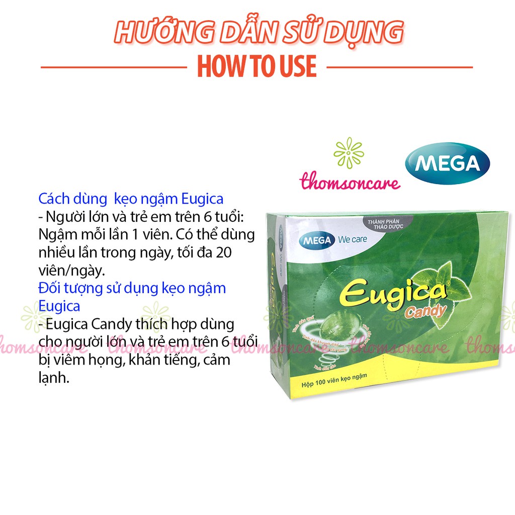 Eugica kẹo ngậm giảm ho đau họng từ thảo dược -  từ tinh dầu gừng, bạc hà, quế, khuynh diệp_[IDC]
