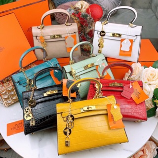 Túi HM mini vân rắn sz 22cm. Fullbox ảnh +video thật