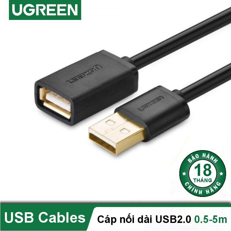 Dây USB 2.0 nối dài 0.5-3M UGREEN US103 Chính hãng