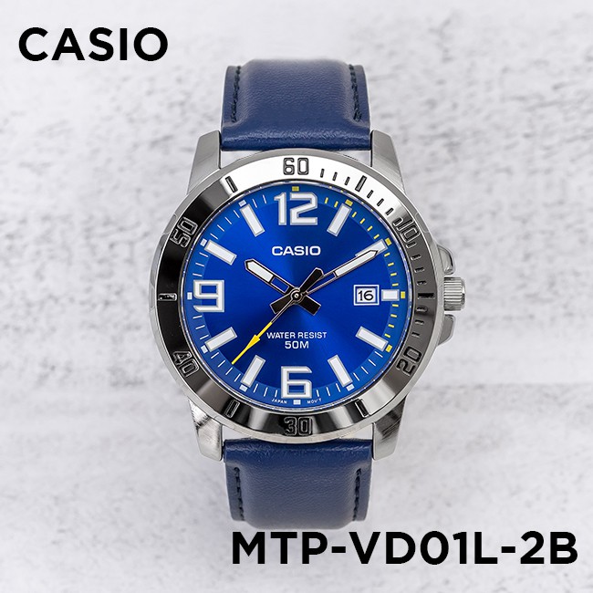 Đồng hồ nam dây da Casio Standard chính hãng Anh Khuê MTP-VD01L-2BVUDF (45mm)