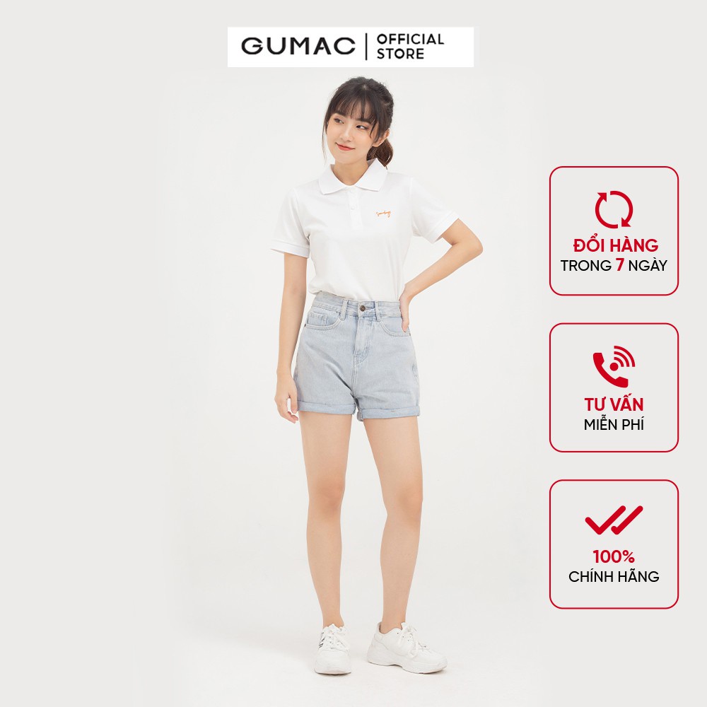 Áo polo nữ thêu chữ GUMAC phong cách trẻ trung, năng động ATB814
