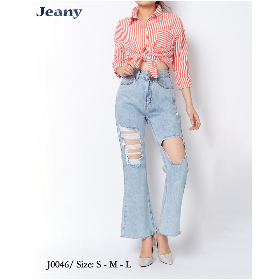 Quần Jean Rách Ống Bass J0046