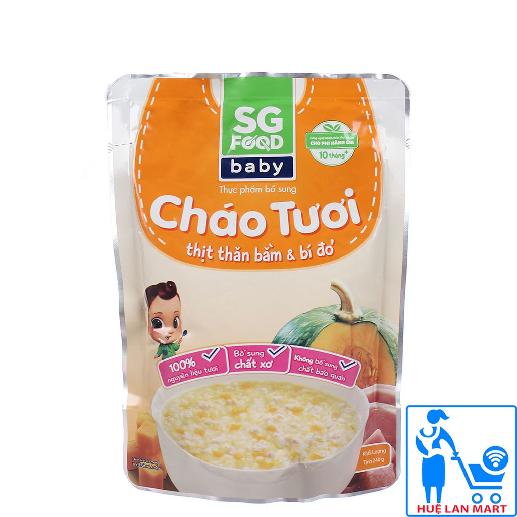 [CHÍNH HÃNG] Cháo Tươi SG Food Baby Thịt Thăn Bằm & Bí Đỏ Gói 240g (Tươi ngon như mẹ nấu) | BigBuy360 - bigbuy360.vn