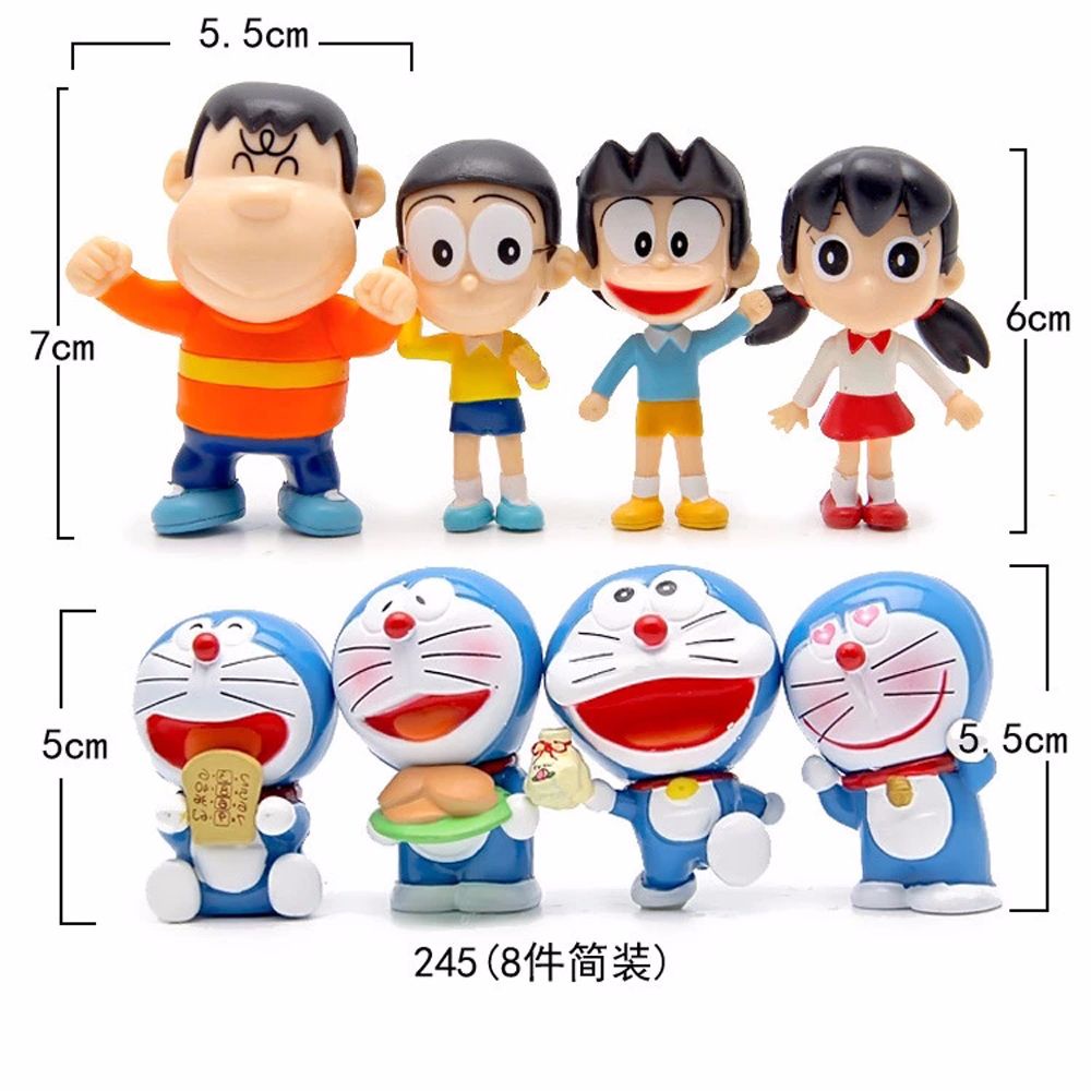 Set 8 Mô Hình Nhân Vật Phim Hoạt Hình Doraemon Bằng Pvc